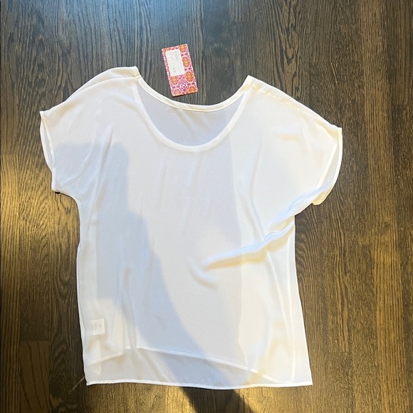 NWT NEW Allison Joy Lush Scoop Neck Women's Chiffon Tee - size S, white - Picture 5 of 5